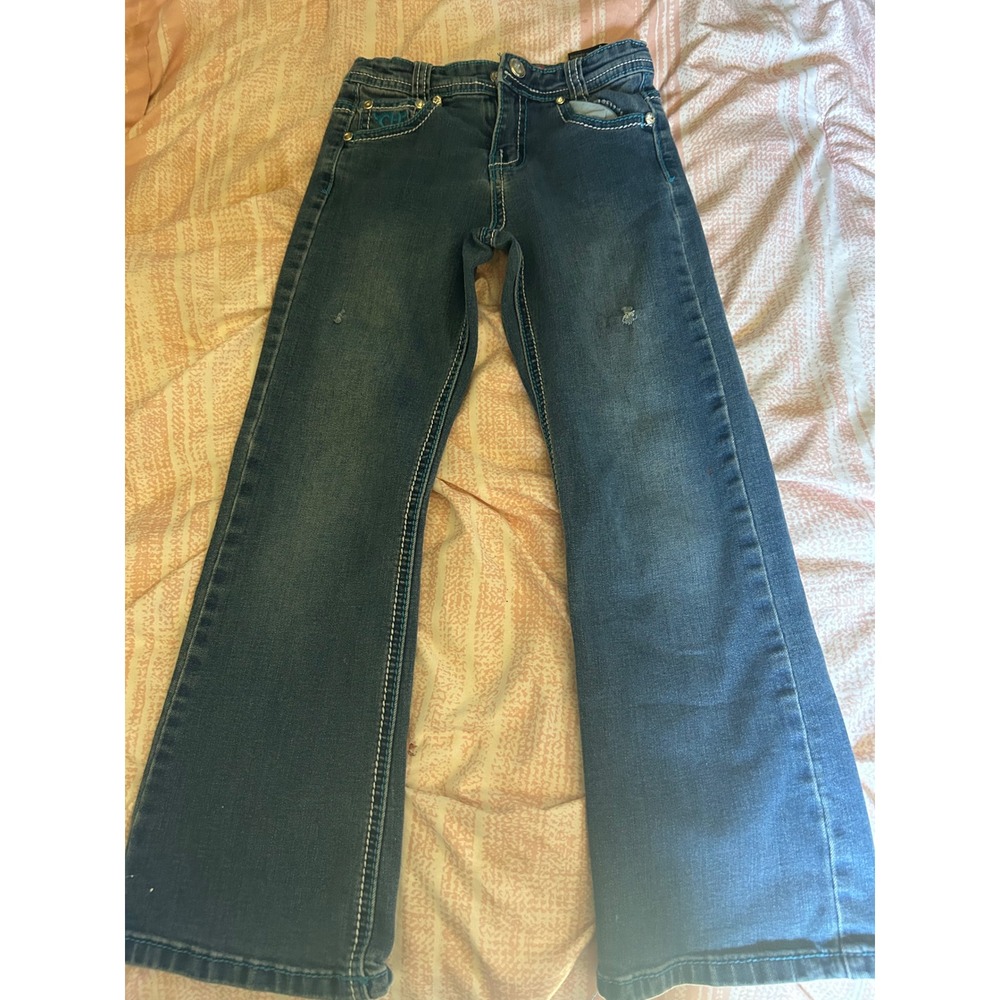 Cowgirl Hardware Girls Blue Horse Heart Embroidered Bootcut Jeans Size 6 Western